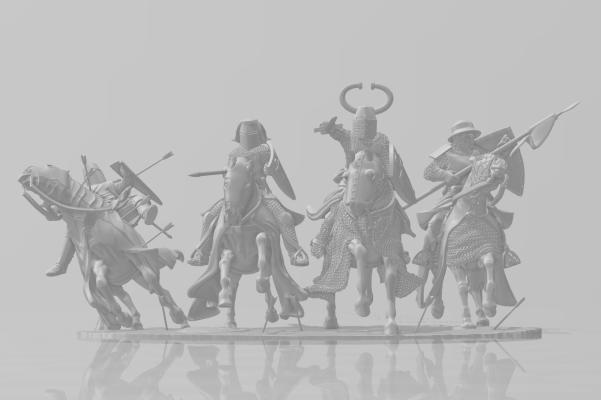 28mm Teutonic Order mounted knights wargaming miniatures — Charge of the Teutonic Order set, 4 figures