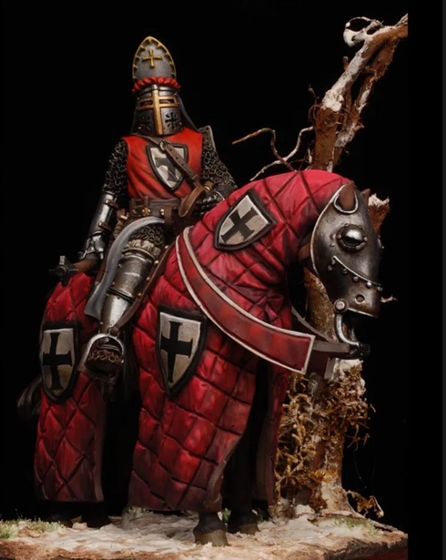 Crusader in Holyland miniature diorama 28mm mounted crusader knight miniature — 32mm compatible, 3D printable STL for historical wargaming by Northern Crusades Miniatures, warrior bishop
