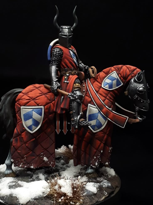 Crusader in Holyland miniature diorama 28mm mounted crusader knight miniature — 32mm compatible, 3D printable STL for historical wargaming by Northern Crusades Miniatures, warrior bishop