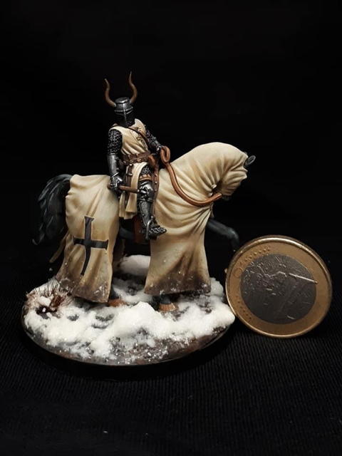 Crusader in Holyland miniature diorama 28mm mounted crusader knight miniature — 32mm compatible, 3D printable STL for historical wargaming by Northern Crusades Miniatures, Teutonic Order Knight