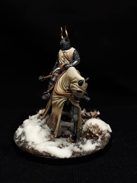 Crusader in Holyland miniature diorama 28mm mounted crusader knight miniature — 32mm compatible, 3D printable STL for historical wargaming by Northern Crusades Miniatures, Teutonic Order Knight