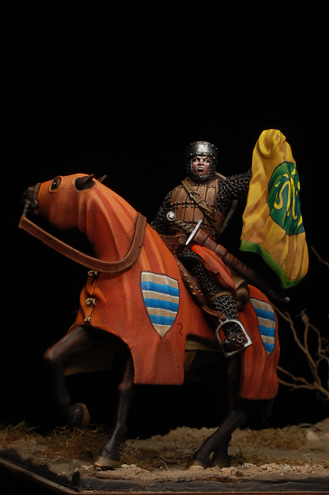 Crusader in Holyland miniature diorama 28mm mounted crusader knight miniature — 32mm compatible, 3D printable STL for historical wargaming by Northern Crusades Miniatures