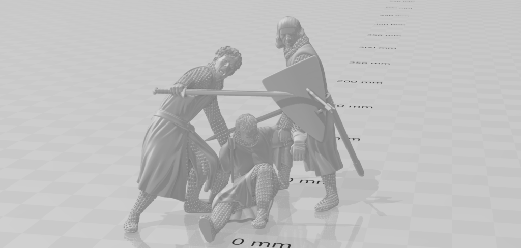 Medieval Battlefield Diorama – Fallen & Fighting Knights (28/32mm STL)