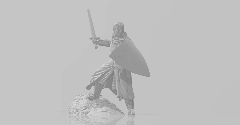 28mm medieval knight on foot with weapon raised — 3D printable STL wargaming miniature by Northern Crusades Miniatures