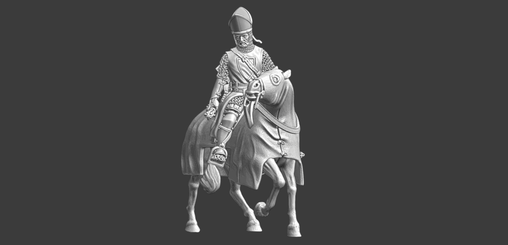 28mm mounted crusader knight miniature — 32mm compatible, 3D printable STL for historical wargaming by Northern Crusades Miniatures