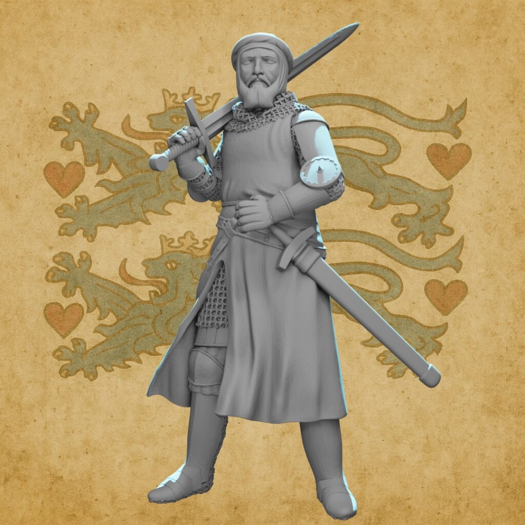 Medieval Knight Resting Great Sword on Shoulder 28mm 32mm STL 3D Print Miniature - Veteran Standing Knight Chainmail Armor Greatsword Battle Ready Calm Pose 12th 13th 14th Century Wargaming Display Command Hero Tabletop Miniature