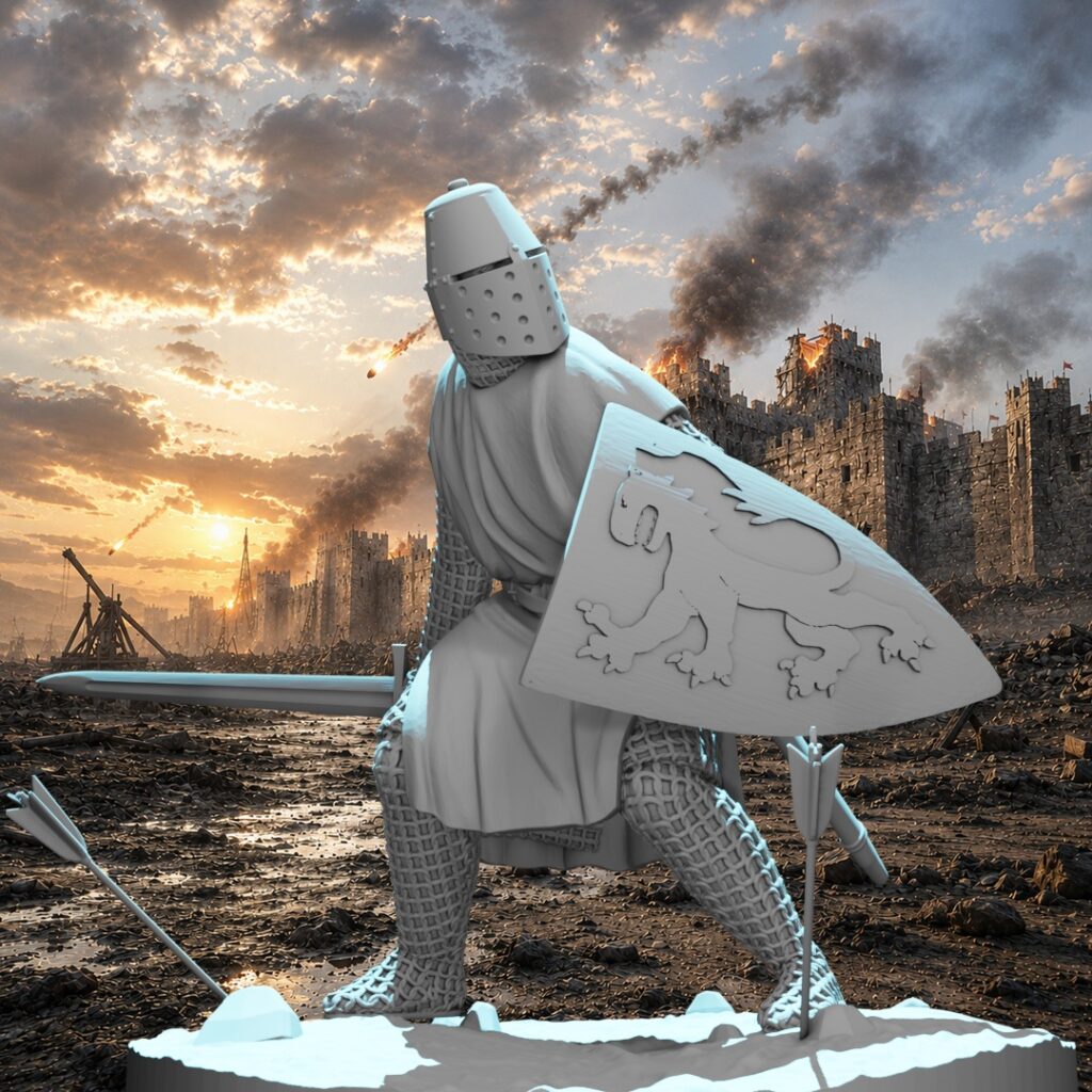Medieval Knight Under Arrow Fire STL | 28mm & 32mm
