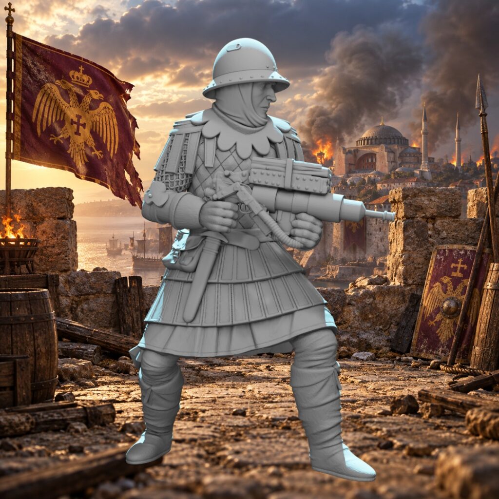Byzantine Greek Fire Thrower – Medieval Flamethrower Warrior STL